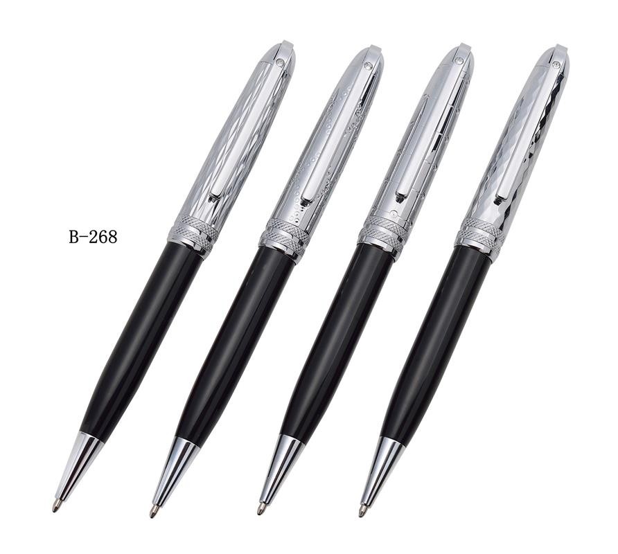 Two-color chrome-plated diamond cut design ballpoint pen B-268